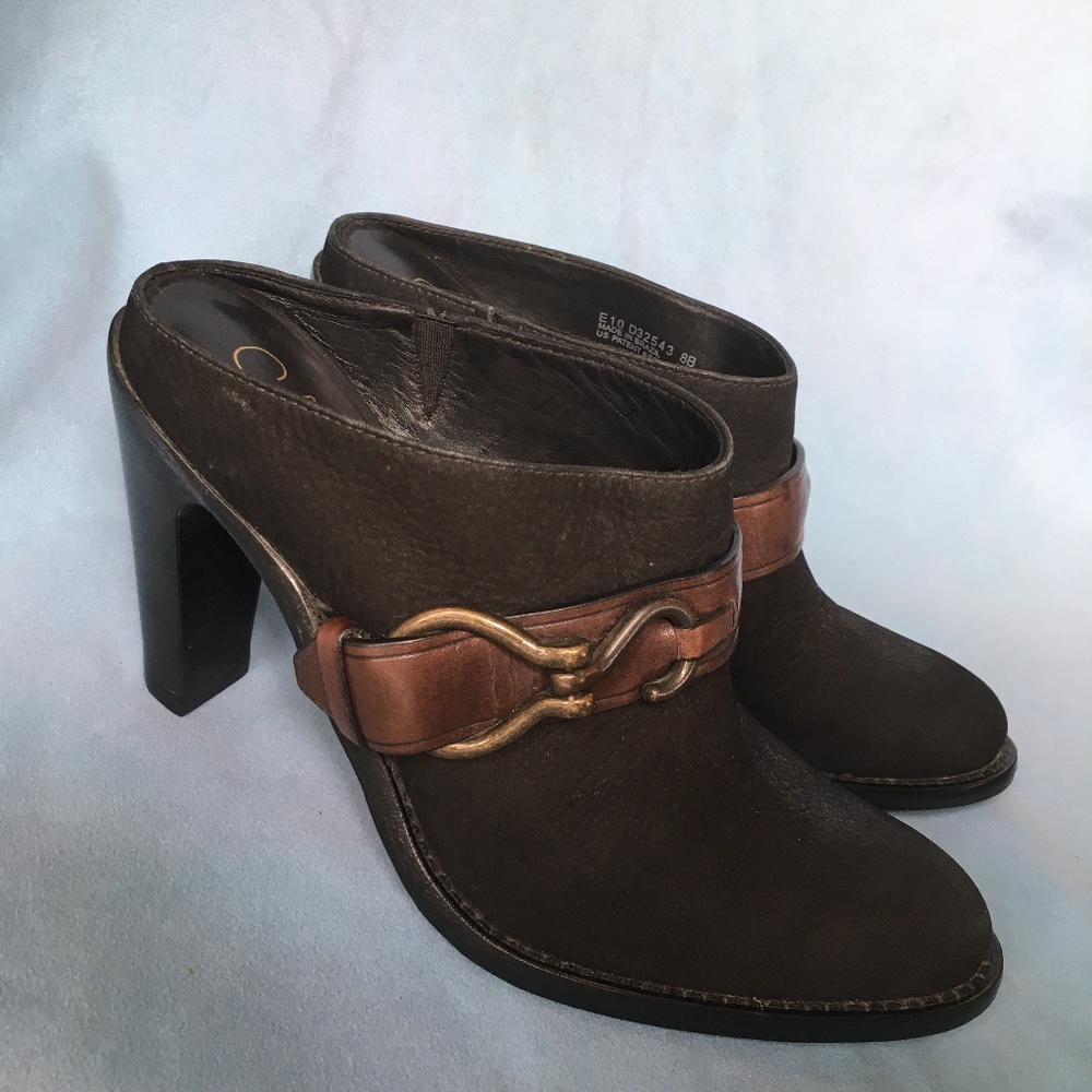 Cole Haan women's black leather heeled mules. Size 8.